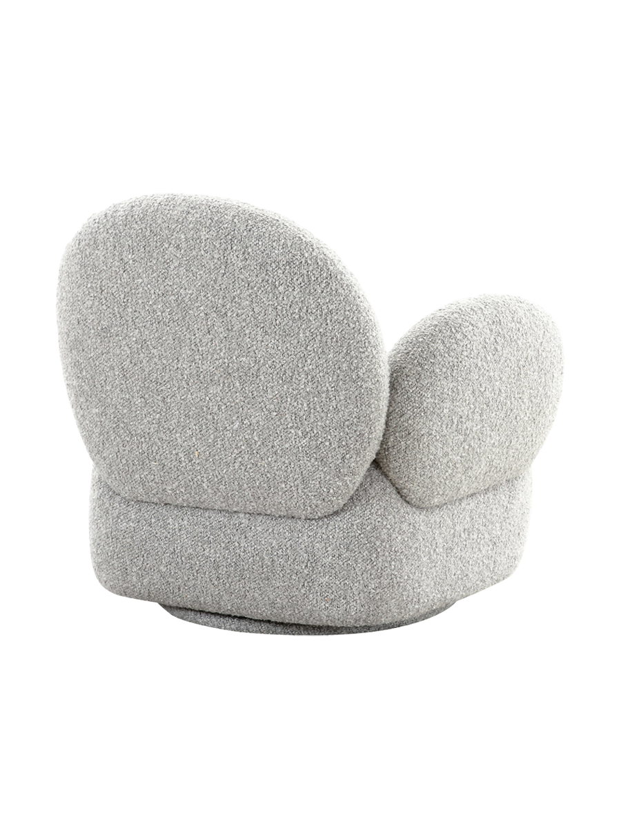 
Drehbarer Design Loungesessel „Messina“ - Bouclé Hellgrau