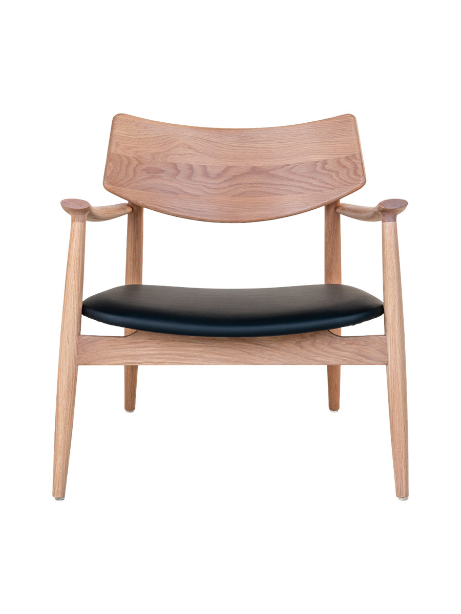 
Fauteuil lounge design en bois massif « Olvera » - Sans repose-pieds / Naturel / Noir