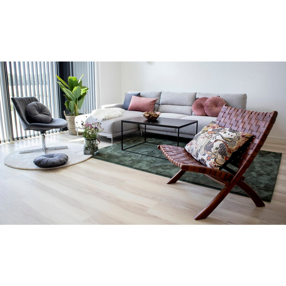 
Poltrona in teak e vera pelle «Perugia» - Braun