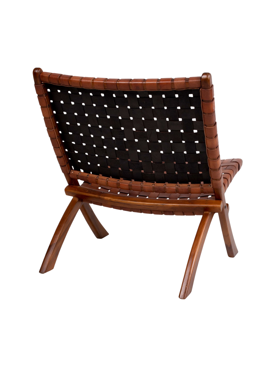 
Poltrona in teak e vera pelle «Perugia» - Braun