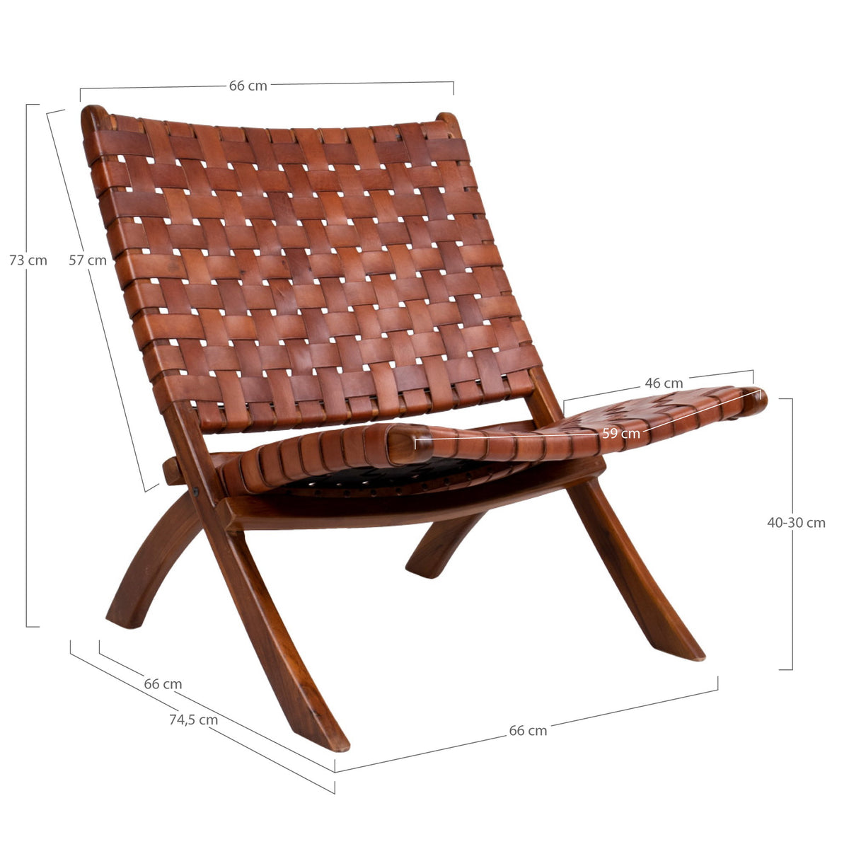 
Poltrona in teak e vera pelle «Perugia» - Braun