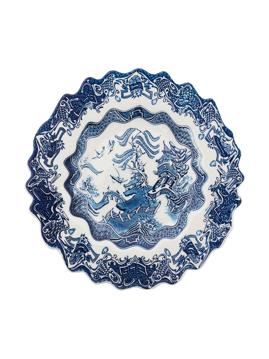 
Assiette design Salade & Dessert « Willow Wave » en porcelaine