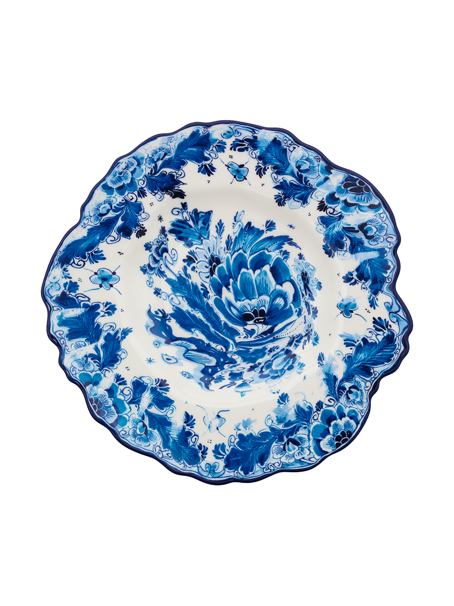 
Assiette design salade et dessert « Delf Rose » en porcelaine