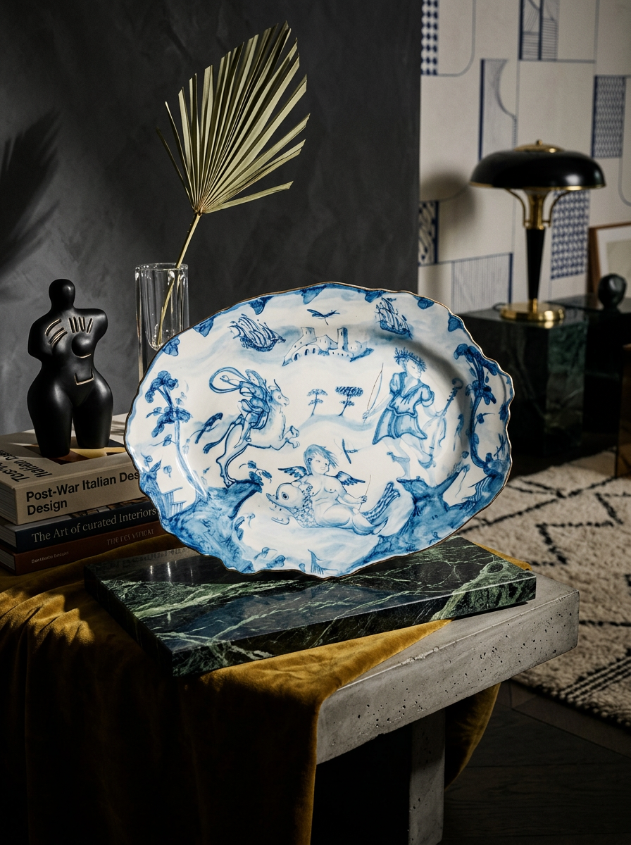 
Designer serving plate "Chinese" made of porcelain