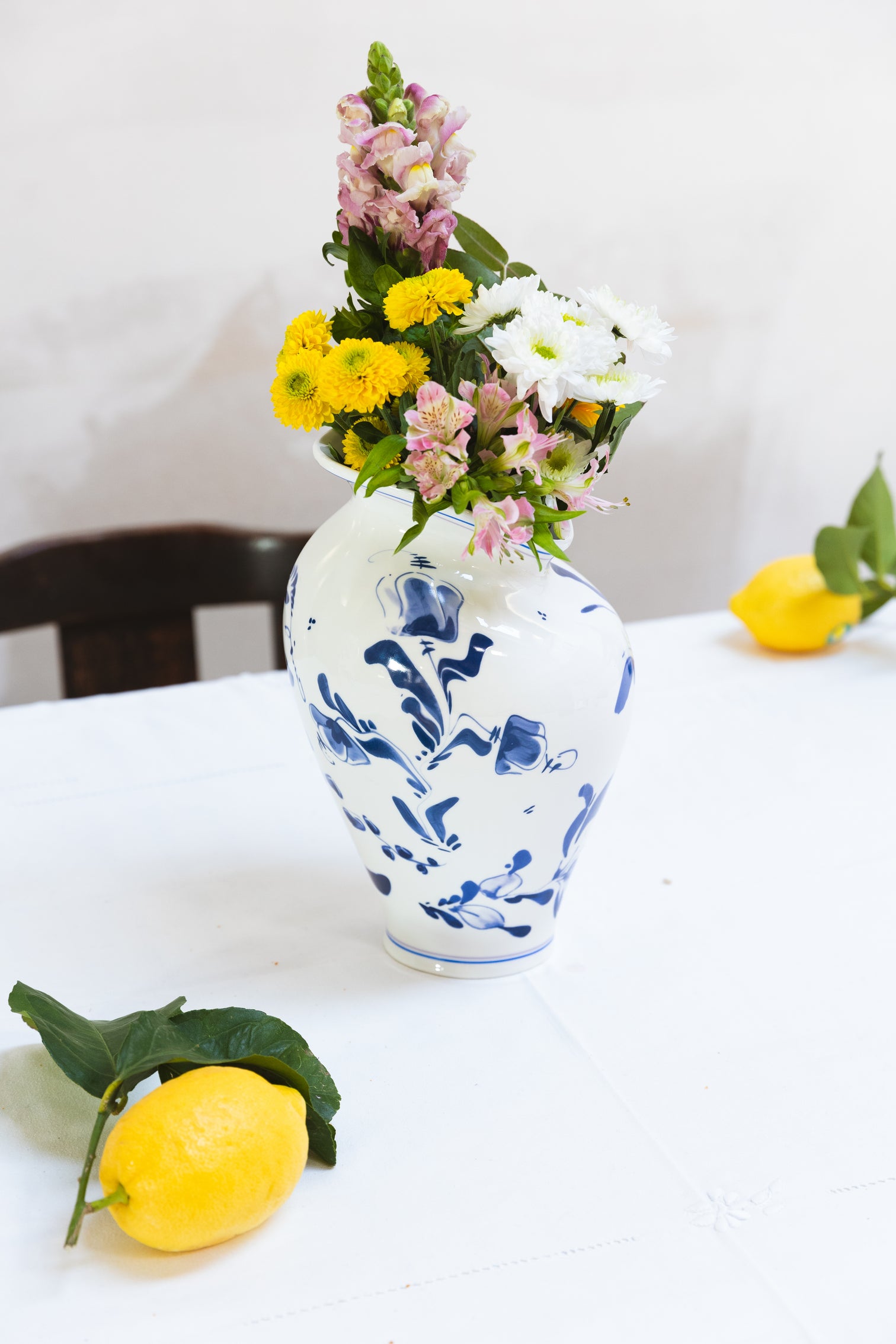 
"Floral Delft" Porcelain Design Vase