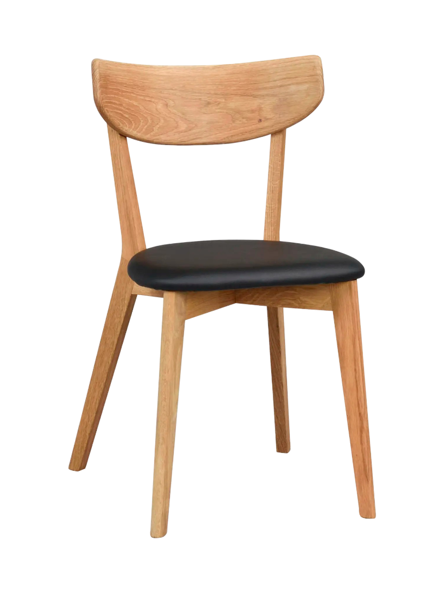 
Sedia di alta qualità in legno massiccio “Amy” - Rovere Naturale/ Ecopelle Nera