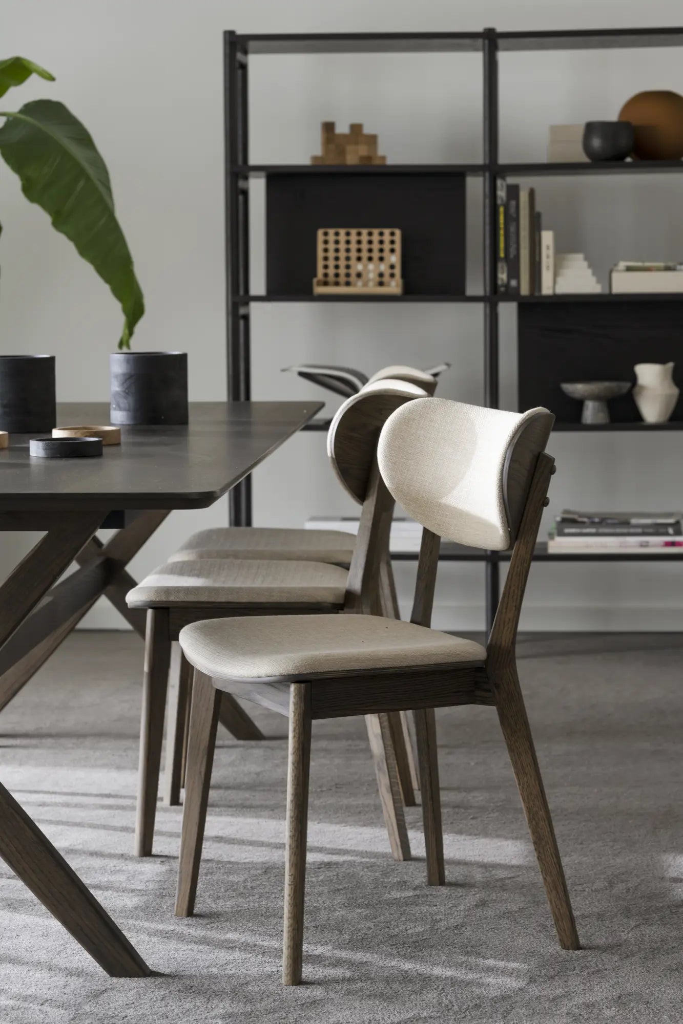 
Chaise de haute qualité « Katon » en chêne massif - Chêne marron / Beige