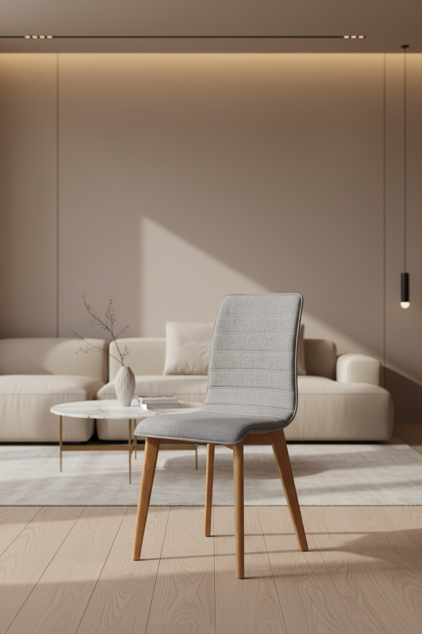 
High-quality dining chair "Gracy" - Light gray / Natural oak