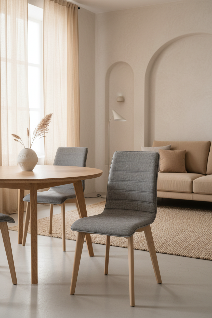 
High-quality dining chair "Gracy" - Light grey / Light oak