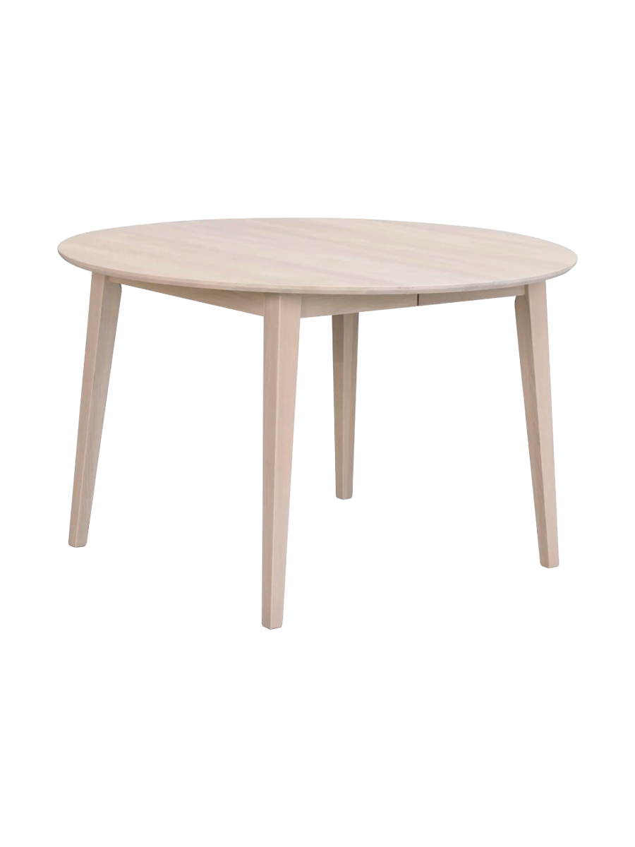 
Runder, ausziehbarer Tisch „Filippa“ aus massiver Eiche, 120-210 x 120 cm - Eiche hell - Mit einer Verlängerungsplatte, 120-165 x 120 cm