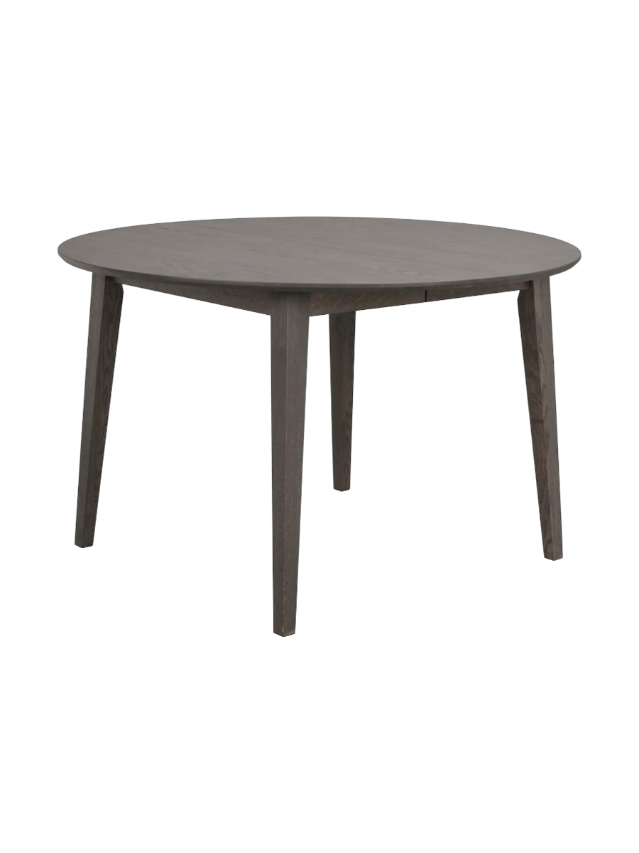 
Runder, ausziehbarer Tisch „Filippa“ aus massiver Eiche, 120-210 x 120 cm - Dunkelbraun - Mit einer Verlängerungsplatte, 120-165 x 120 cm