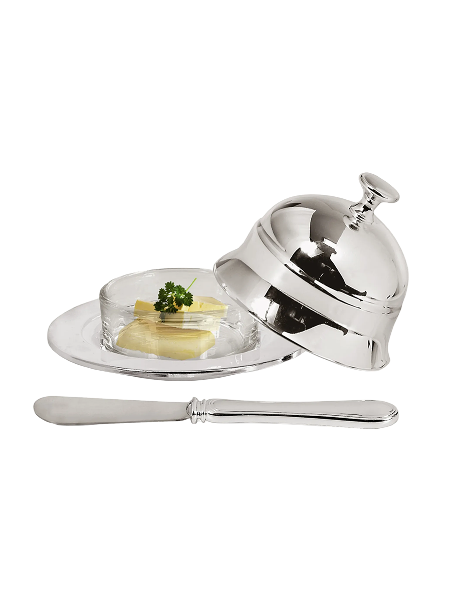 
Premium Butter Dish "Epe" incl. Butter Knife - silver-plated and tarnish-protected