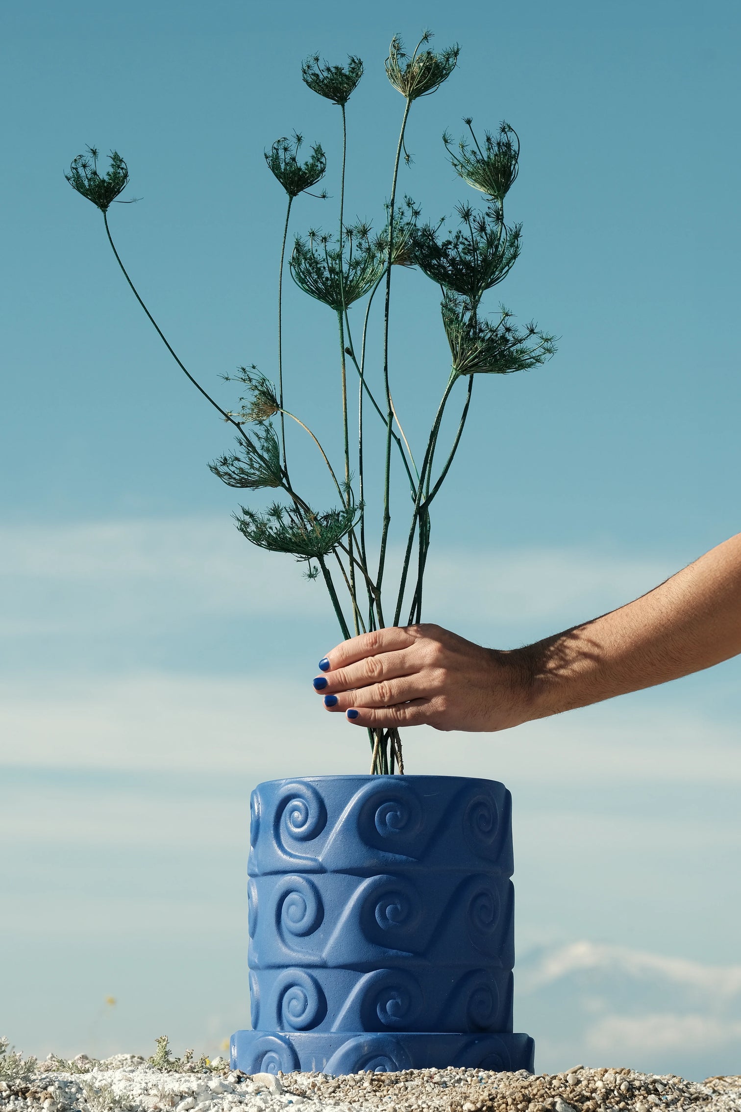 
Pot de fleurs design intérieur et extérieur « Magna Graecia Onda Blue »