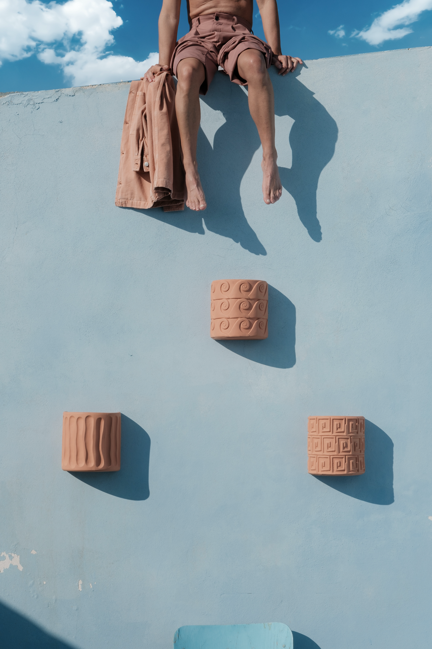 
Indoor & Outdoor Design Wall-Mounted Planter "Magna Graecia Onde" - Terracotta