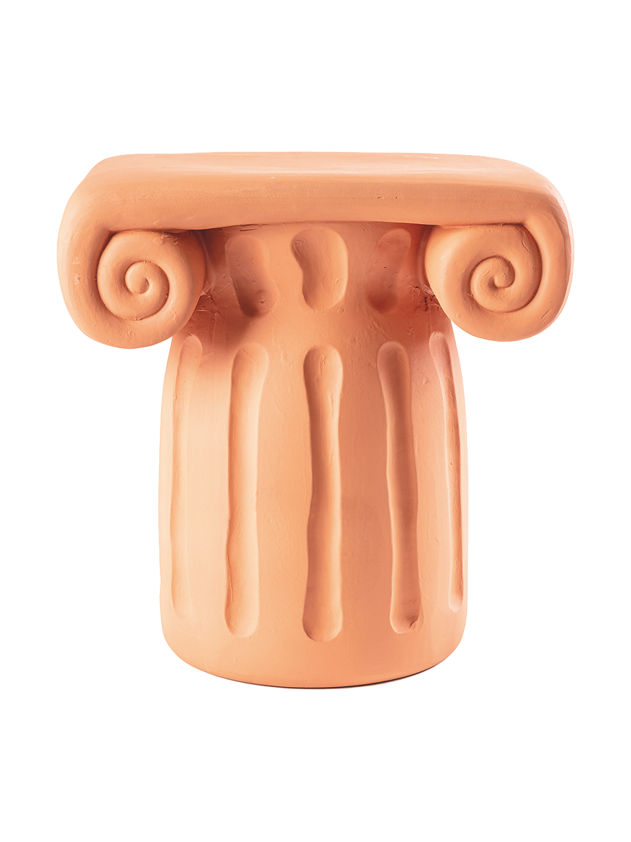 
Indoor & Outdoor Design Side Table & Stool "Magna Graecia Dorico" - Terracotta