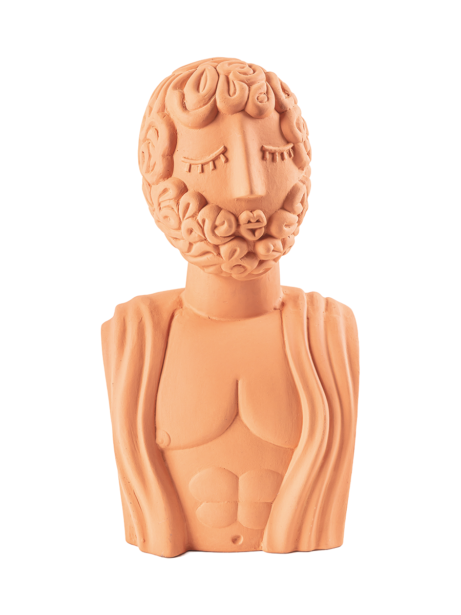 
Indoor & Outdoor Design Bust "Magna Graecia Man" - Terracotta