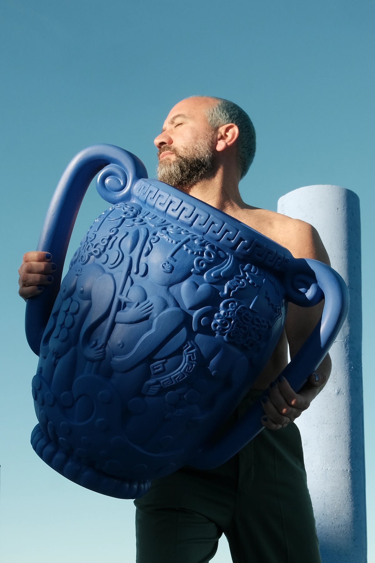 
Pot de fleurs design intérieur et extérieur « Amphore Magna Graecia Bleue »