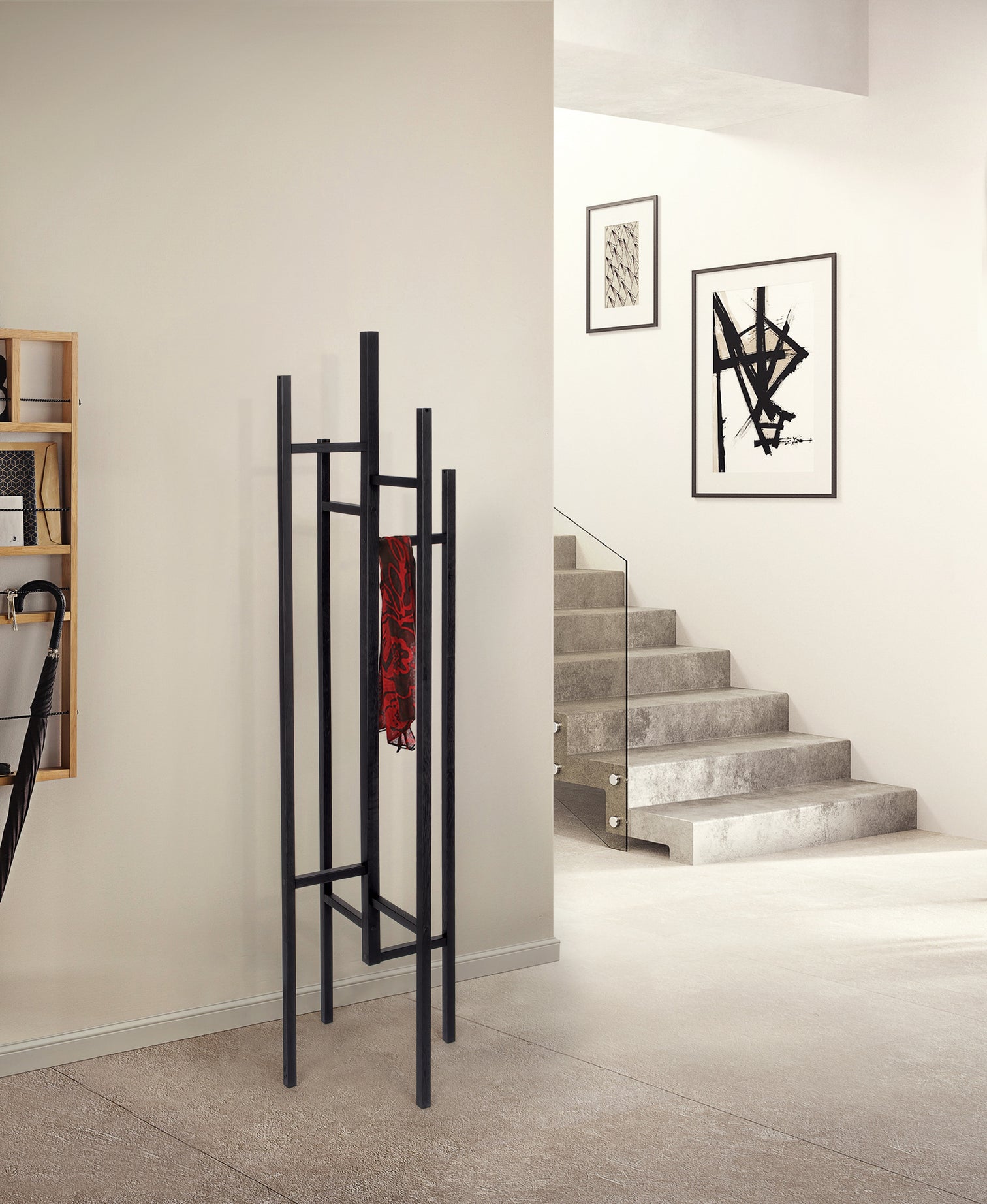 
Porte-manteau design « Eigen » en chêne massif - Noir