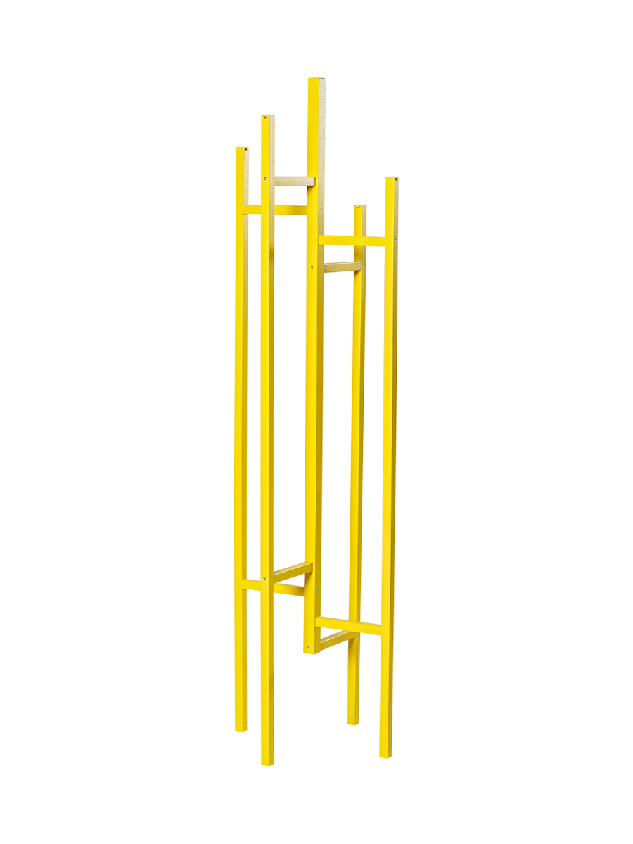
Porte-manteau design « Eigen » en chêne massif - Jaune