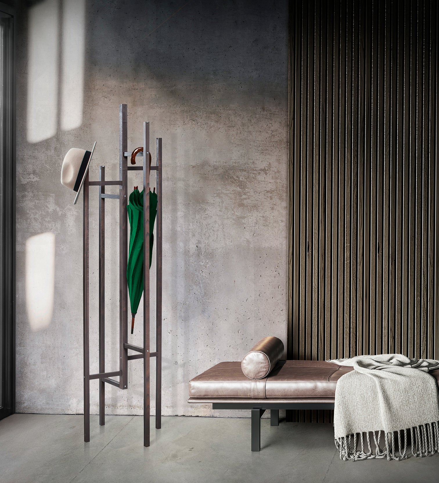 
Porte-manteau design « Eigen » en chêne massif - Gris