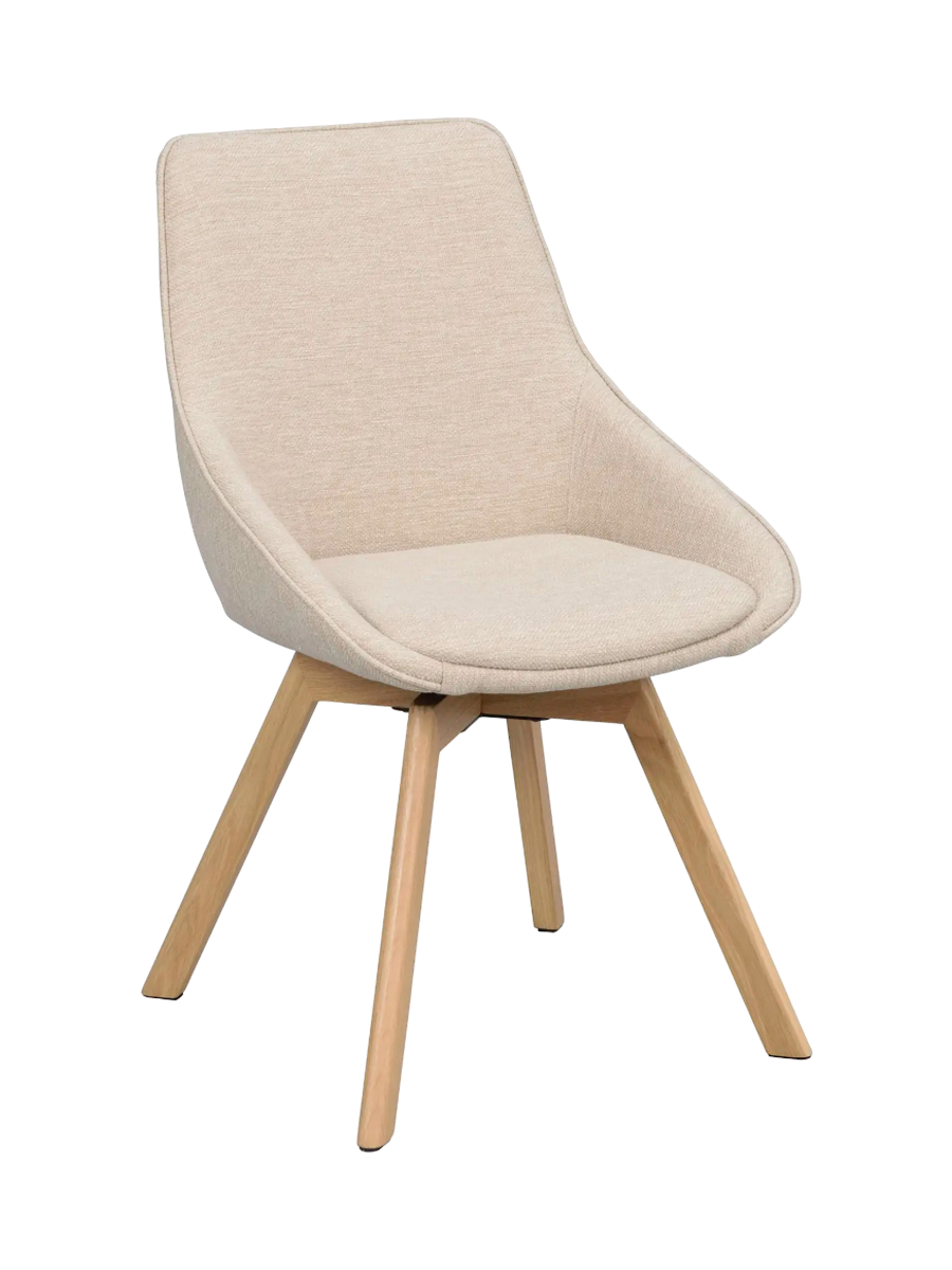 
Chaise design pivotante à 360° « Alison » avec pied en bois massif - Chêne naturel / Beige clair