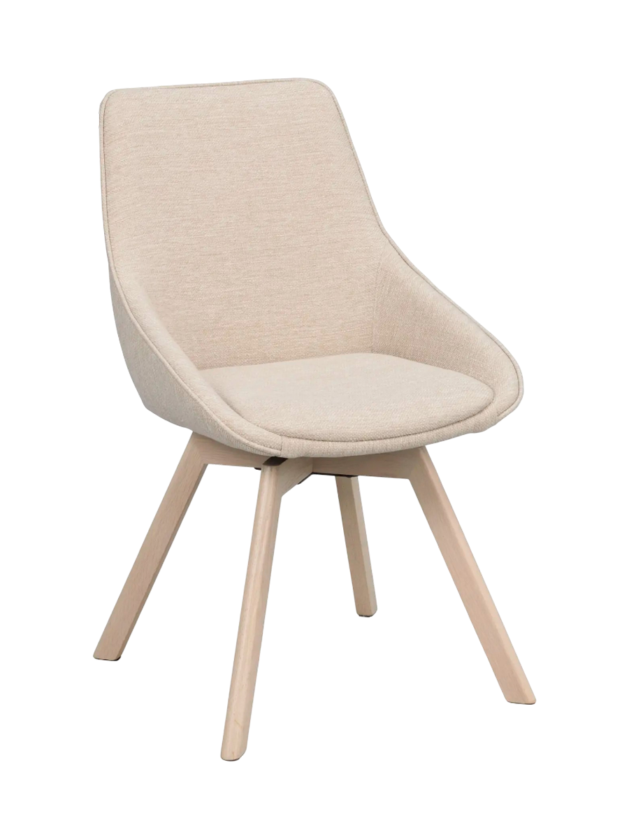 
Chaise design pivotante à 360° « Alison » avec pied en bois massif - Chêne clair / Beige clair