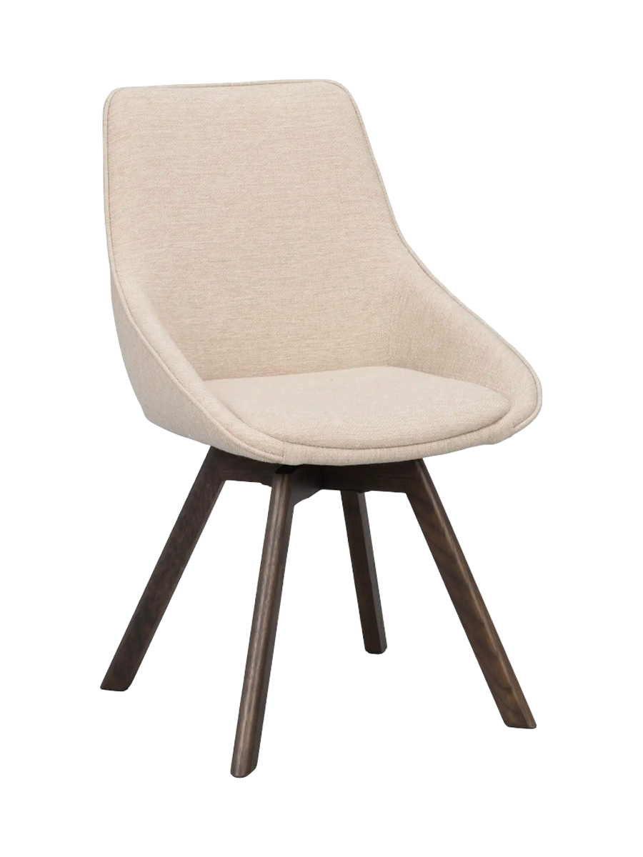 
Chaise design pivotante à 360° « Alison » avec pied en bois massif - Chêne foncé / Beige clair