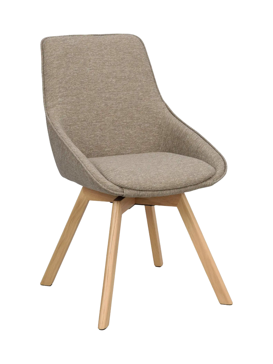 
Chaise design pivotante à 360° « Alison » avec pied en bois massif - Chêne naturel / Beige foncé