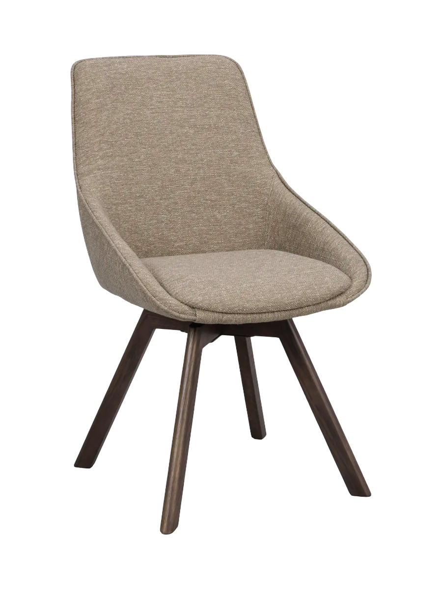 
Chaise design pivotante à 360° « Alison » avec pied en bois massif - Chêne brun foncé / Beige foncé