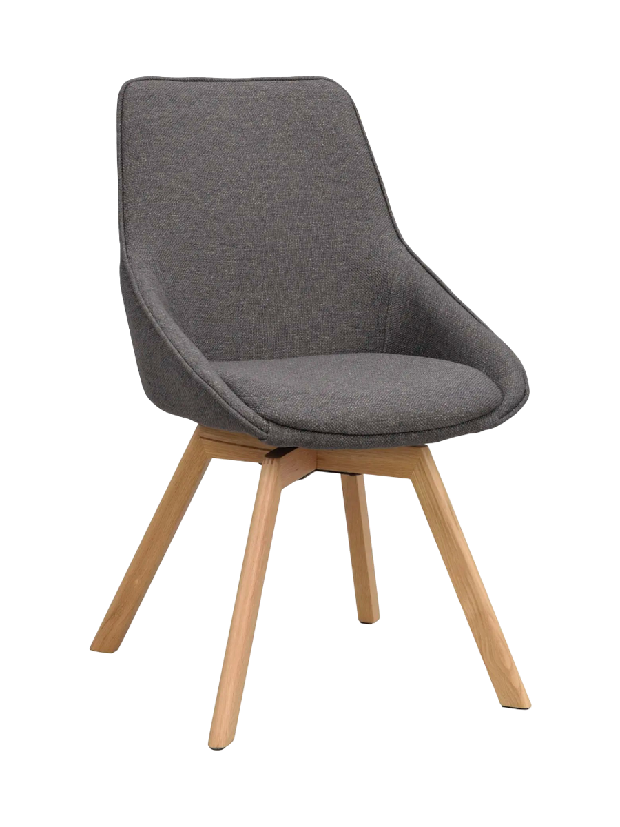 
Chaise design pivotante à 360° « Alison » avec pied en bois massif - Chêne naturel / Gris