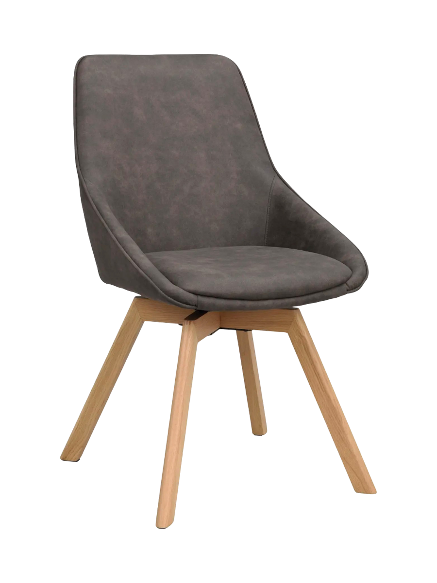 
Chaise design pivotante à 360° « Alison » avec pied en bois massif - Chêne naturel / Gris foncé
