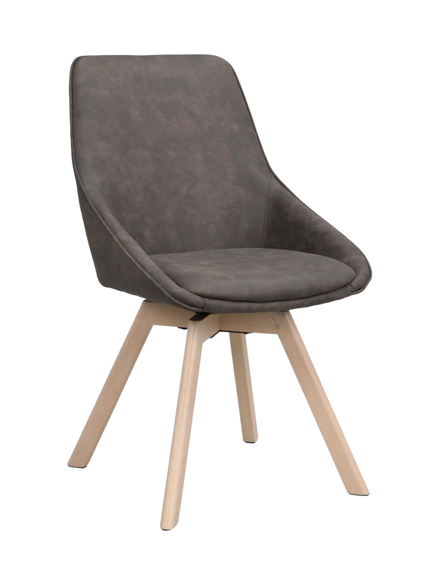 
Chaise design pivotante à 360° « Alison » avec pied en bois massif - Chêne clair / Gris foncé