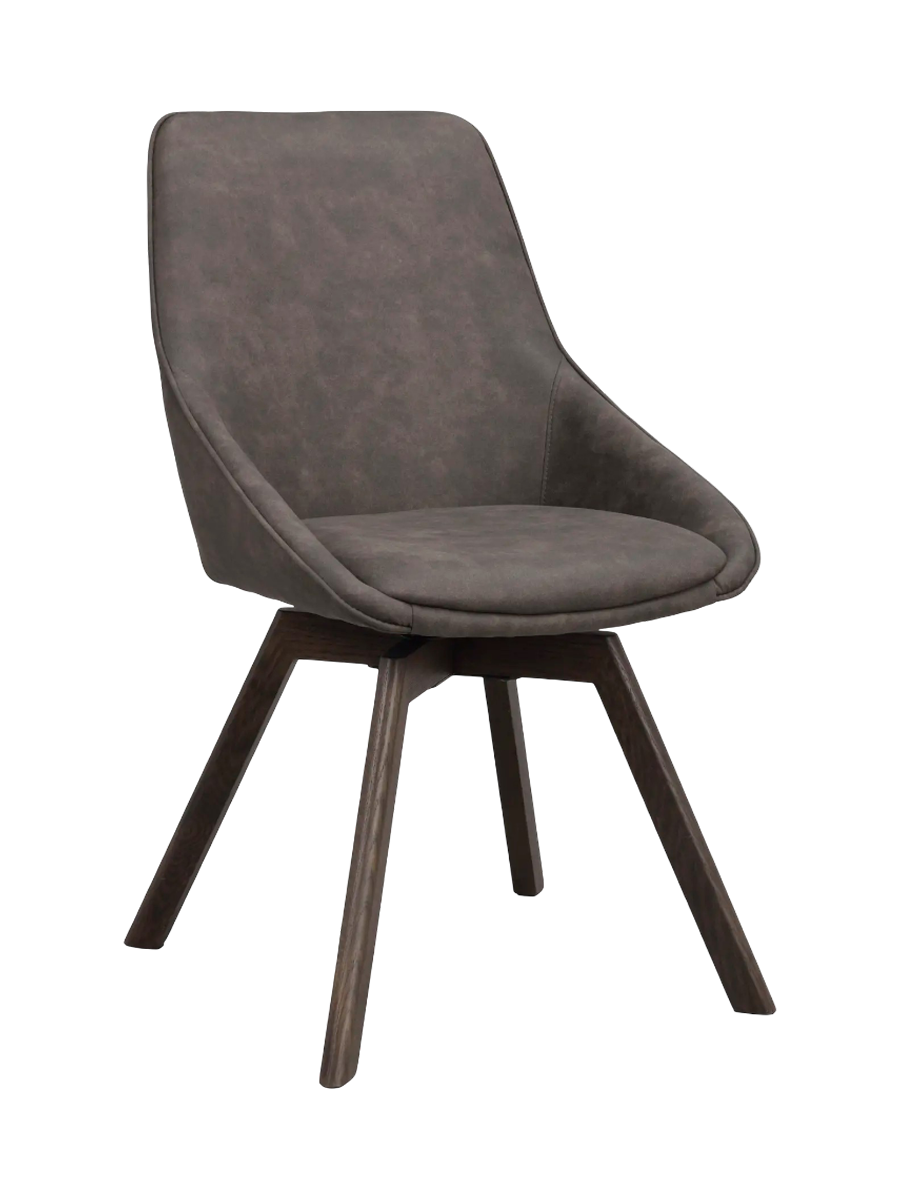 
Chaise design pivotante à 360° « Alison » avec pied en bois massif - Chêne brun foncé / gris foncé