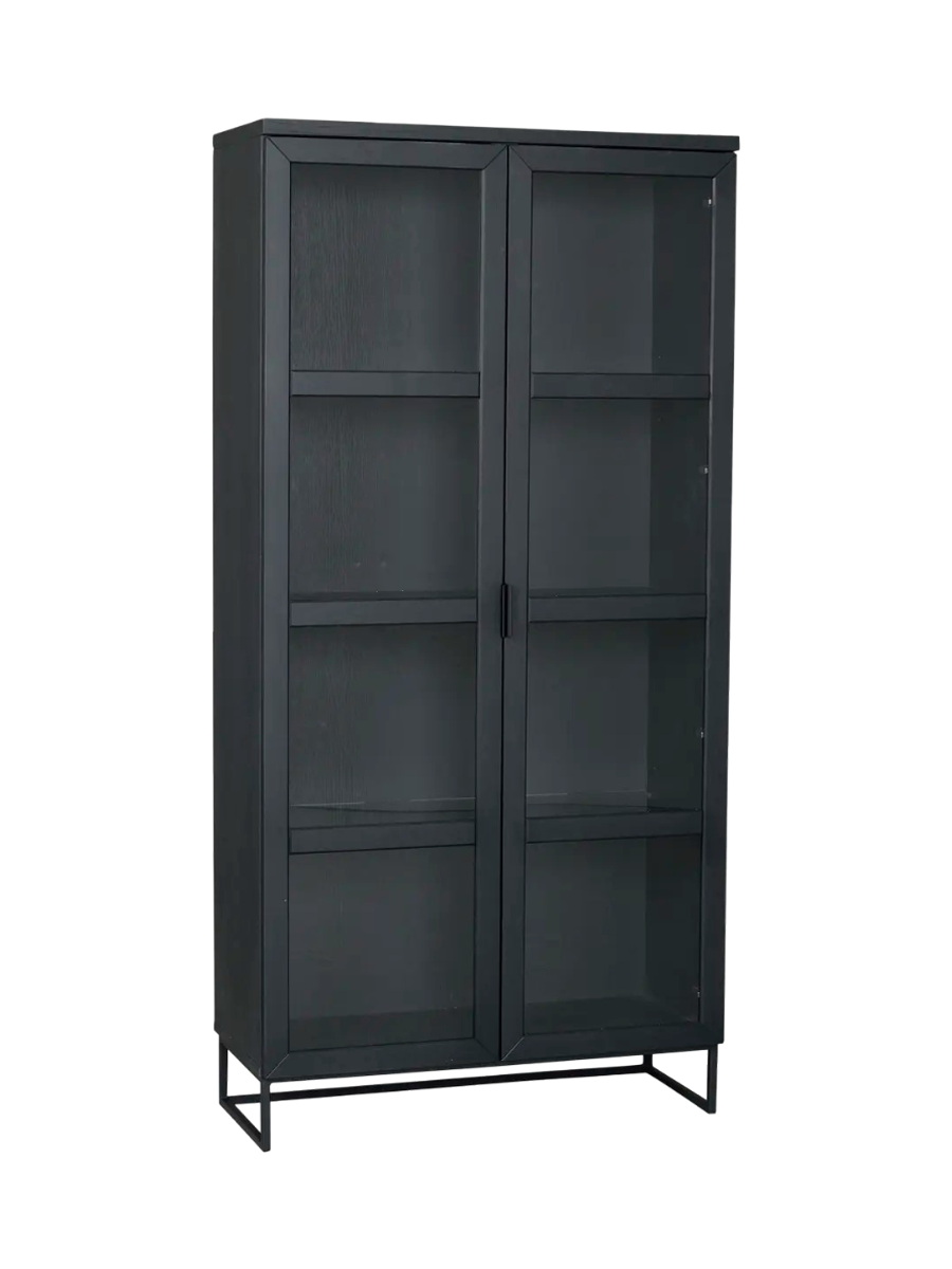 
High-Quality "Everett" Display Cabinet in Solid Oak - Black