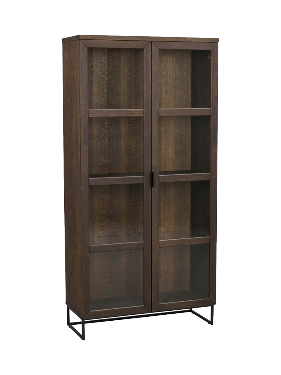 
High-Quality "Everett" Display Cabinet in Solid Oak - Dark brown