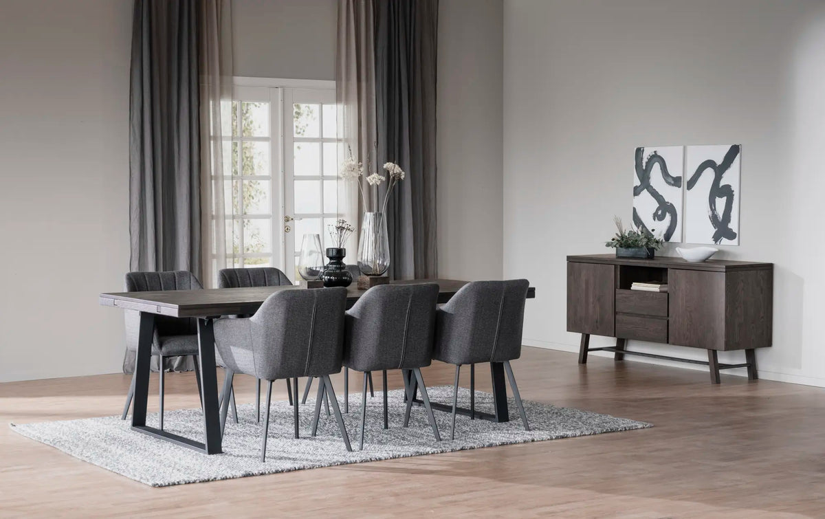 
Ausziehbarer Esstisch „Brooklyn“ aus massiver Eiche, 220-320 x 95 cm - Dunkelbraun - 220 x 95 cm