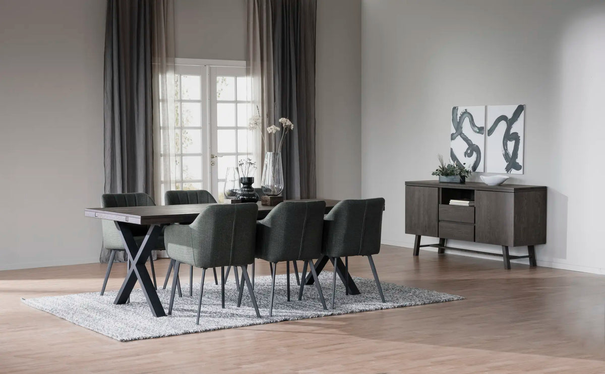 
Table à manger extensible « Brooklyn X » en chêne massif, 220-320 x 95 cm - Marron foncé - 220 x 95 cm