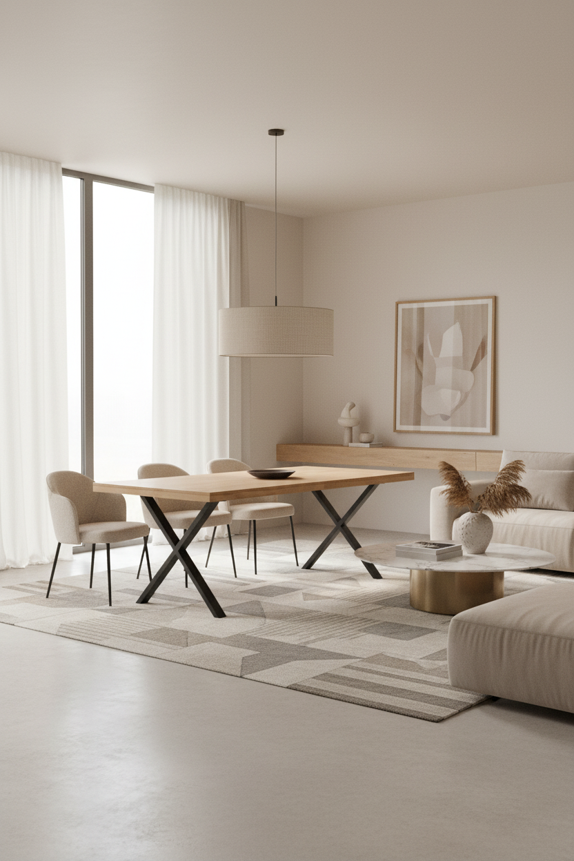
Table de salle à manger extensible "Brooklyn X" en chêne massif, 220-320 x 95 cm - Naturel - Avec 2 rallonges, 320 x 95 cm