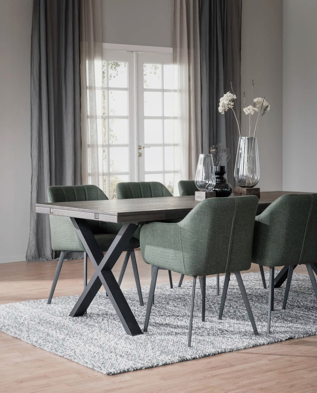 
Table à manger extensible « Brooklyn X » en chêne massif, 170-270 x 95 cm - Marron foncé - 170 x 95 cm