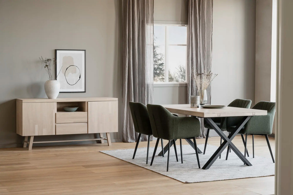 
Ausziehbarer Esstisch „Brooklyn X“ aus massiver Eiche, 170-270 x 95 cm - Eiche hell - 170 x 95 cm