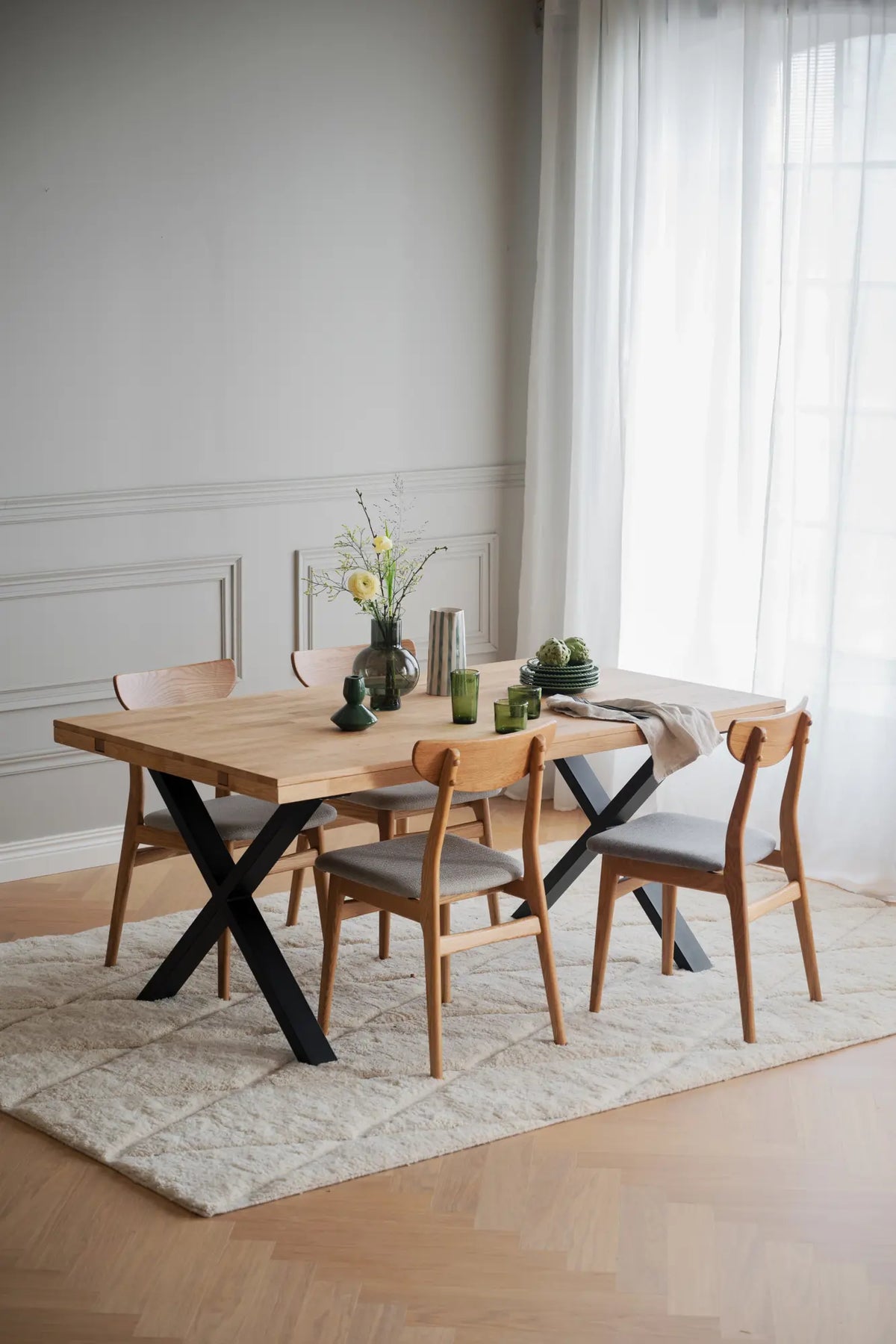 
Table à manger extensible « Brooklyn X » en chêne massif, 170-270 x 95 cm - Naturel - 170 x 95 cm