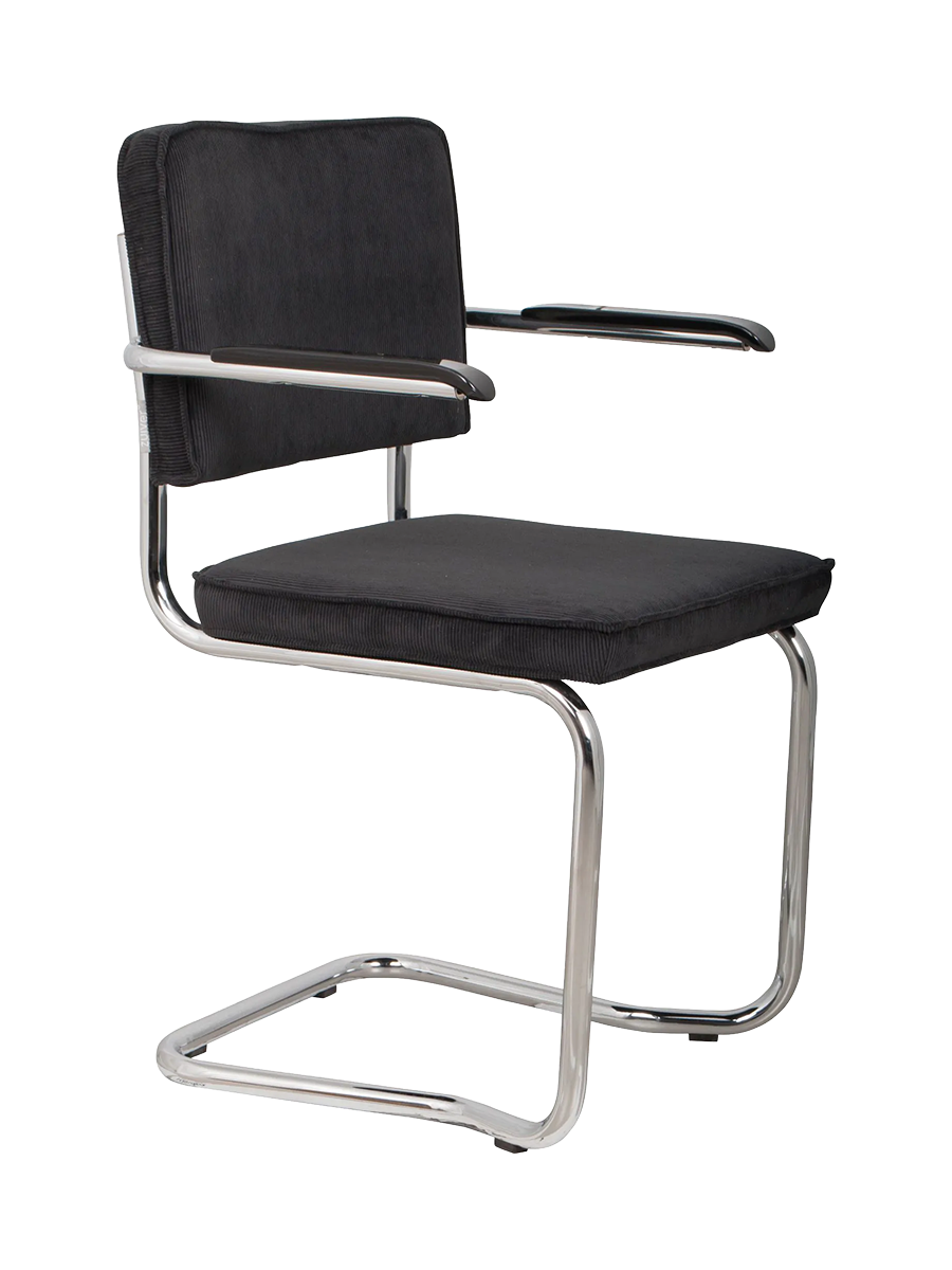 
Chaise design cantilever « Ridge Kink Rib » avec accoudoirs - Noir / Argent