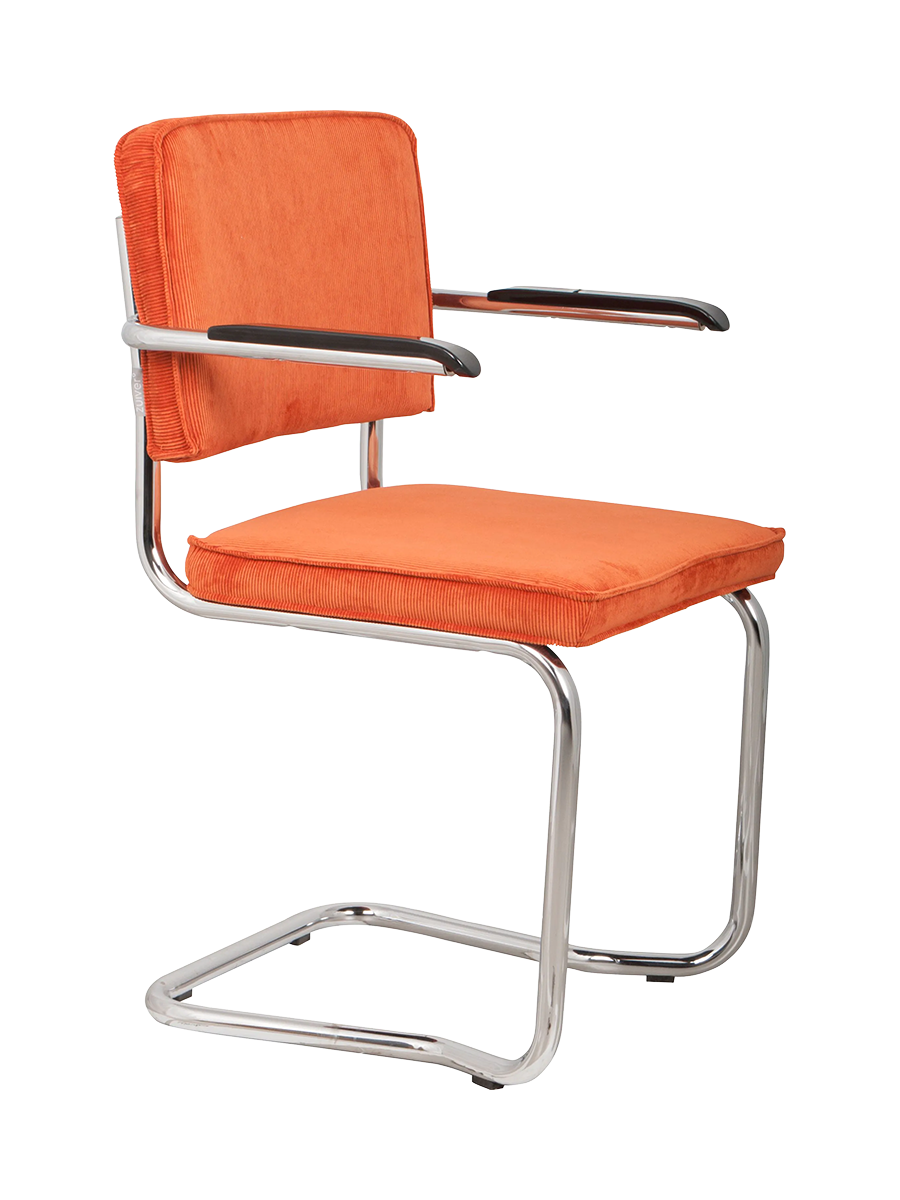 
Chaise design cantilever « Ridge Kink Rib » avec accoudoirs - Orange / Argent