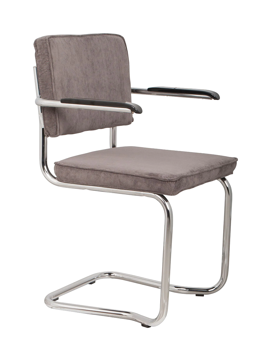 
Chaise design cantilever « Ridge Kink Rib » avec accoudoirs - Gris / Argent