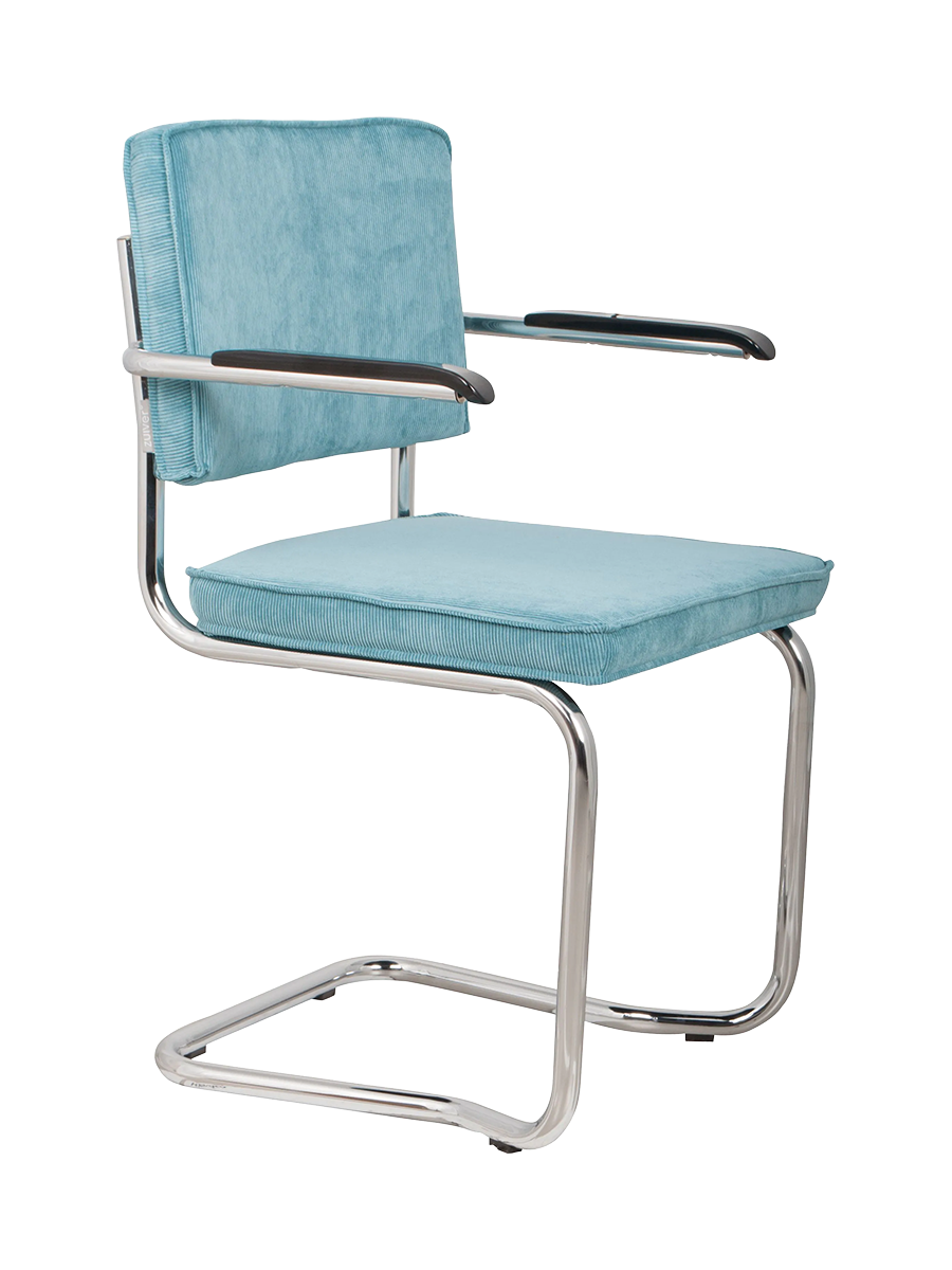 
Chaise design cantilever « Ridge Kink Rib » avec accoudoirs - Bleu clair / Argent