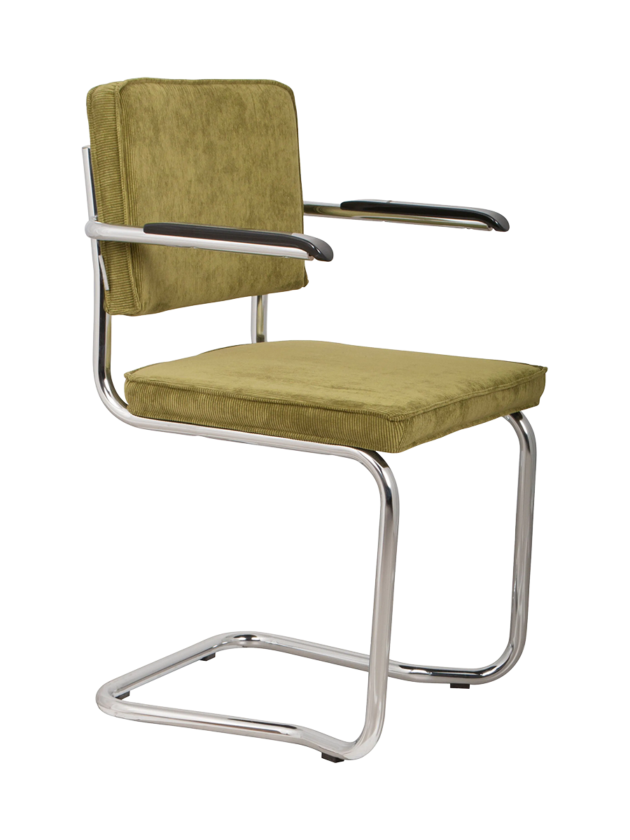 
Chaise design cantilever « Ridge Kink Rib » avec accoudoirs - Vert / Argent