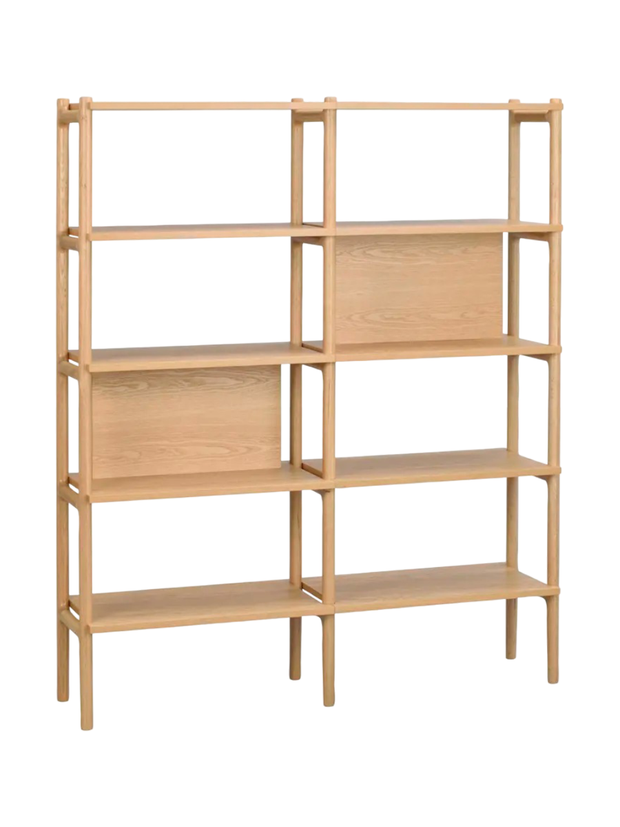 
Design Regal „Holton“ aus massiver Eiche, 140 x 166 cm