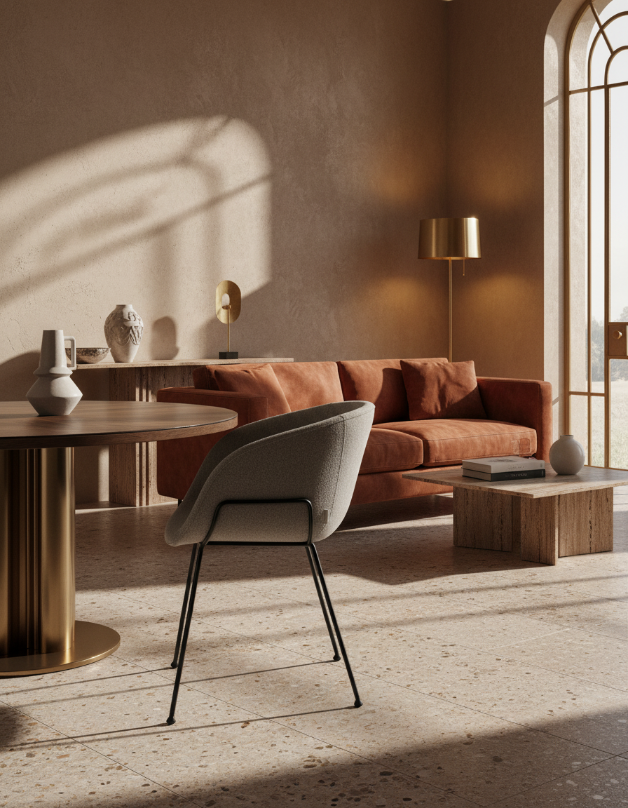 
Fauteuil design « Feston » - Tissu structuré gris