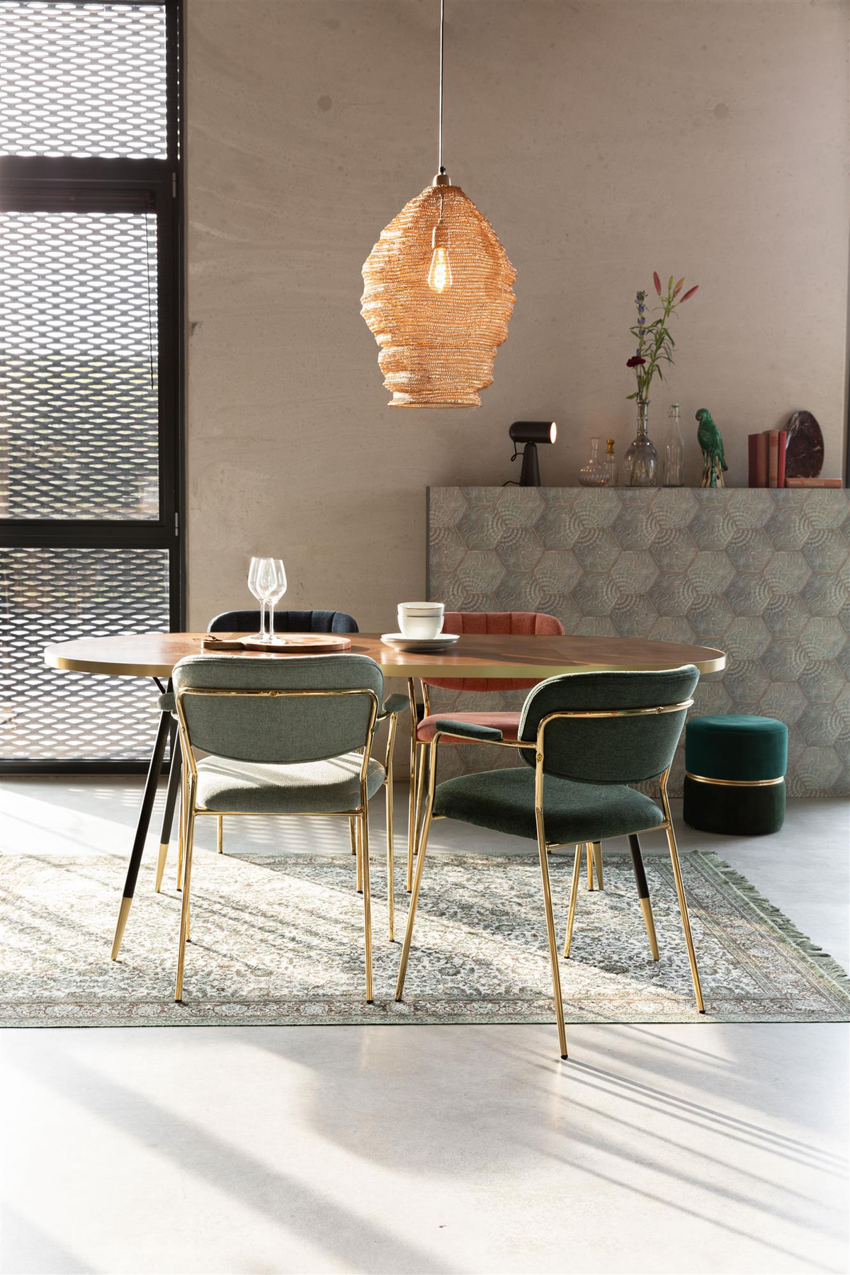 
High-Quality Armchair "Jolien" - Dark Green / Gold