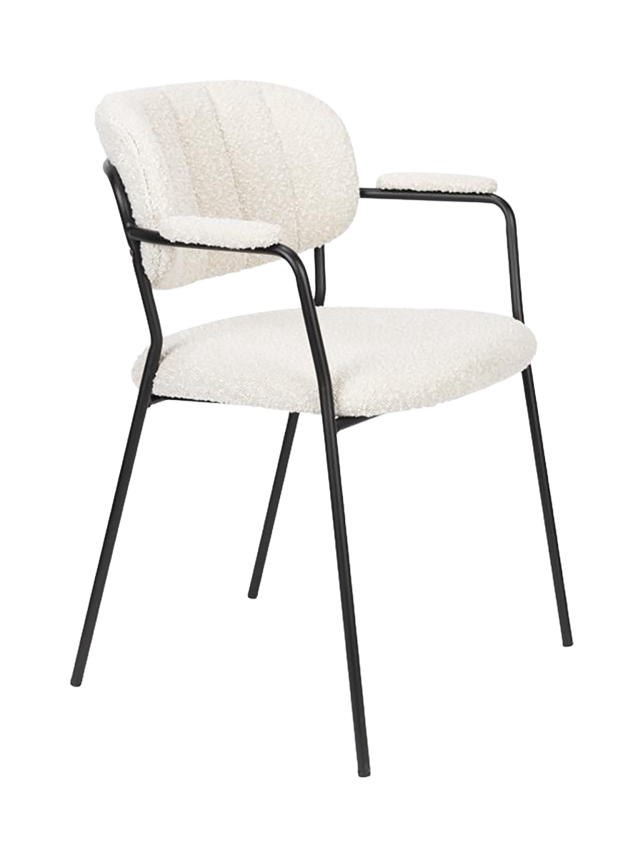 
High-Quality Armchair "Jolien" - Black / White Boucle